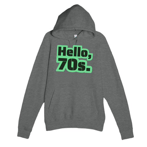 Hello, 70s — cute graphite heather unisex hoodie