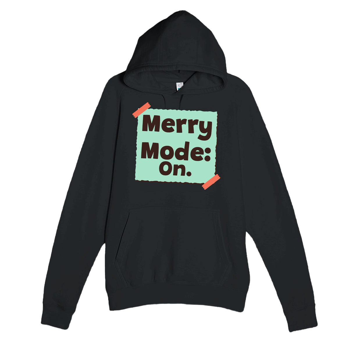 Merry Mode: On — cute black unisex hoodie