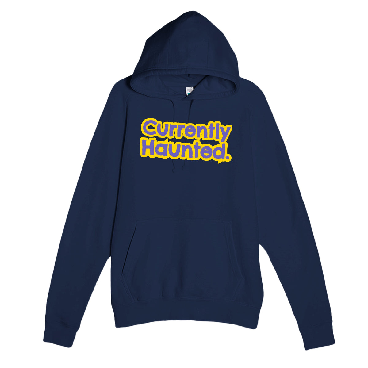Currently Haunted — funny navy unisex hoodie