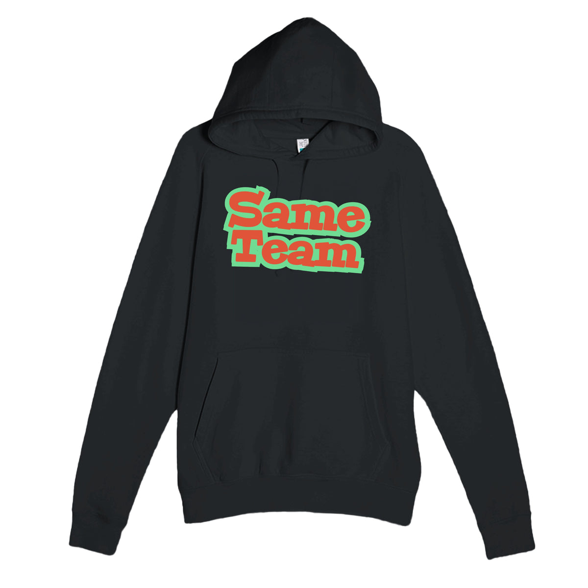 Same Team — heartfelt black unisex hoodie