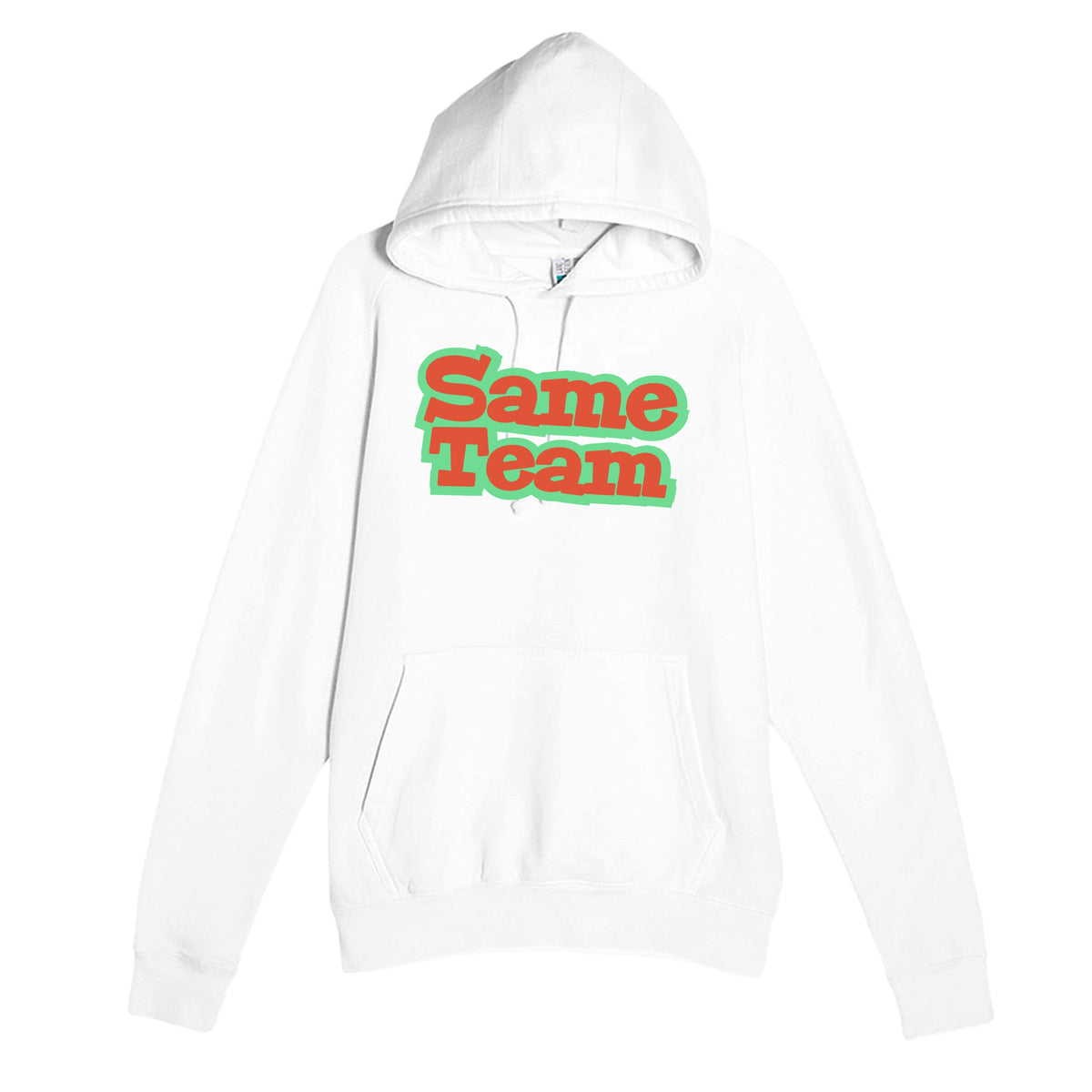 Same Team — heartfelt white unisex hoodie