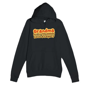 Grandma • Est. In The 2000s • Love & Legacy — cute black unisex hoodie