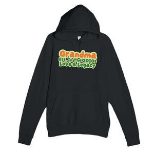 Grandma • Est. In The 2010s • Love & Legacy — cute black unisex hoodie