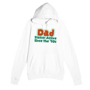 Dad Status: Active Since The '70s — cute white unisex hoodie