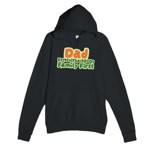 Dad • Est. In The 2010s • Family First — cute black unisex hoodie