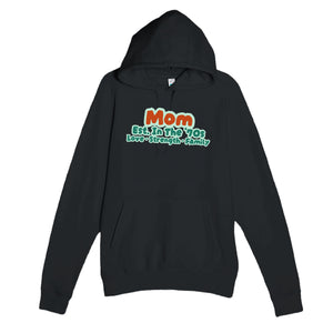 Mom • Est. In The '70s • Love • Strength • Family — cute black unisex hoodie