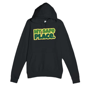 My Safe Place — heartfelt black unisex hoodie
