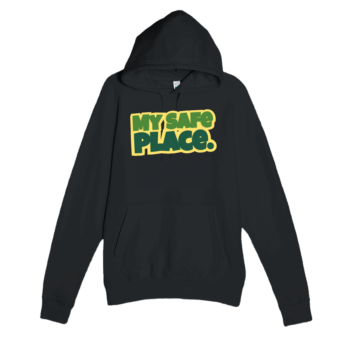 My Safe Place — heartfelt black unisex hoodie
