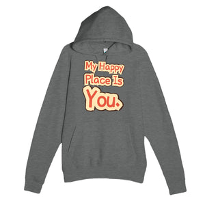 My Happy Place Is You — heartfelt graphite heather unisex hoodie