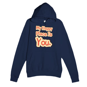 My Happy Place Is You — heartfelt navy unisex hoodie