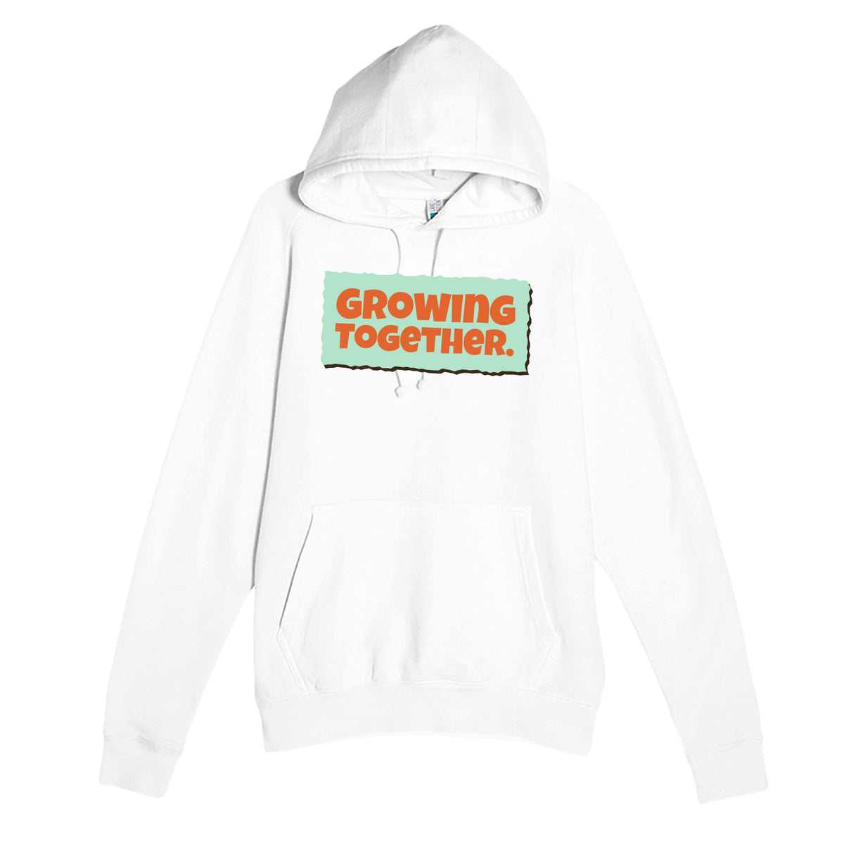 Growing Together — heartfelt white unisex hoodie