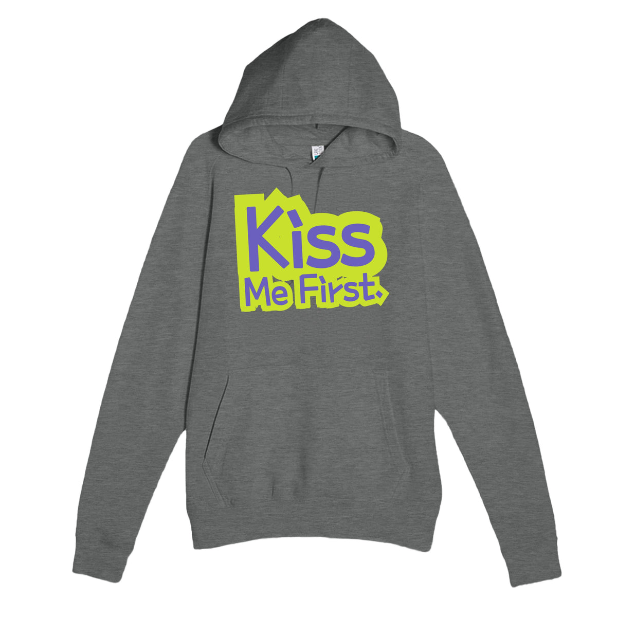 Kiss Me First — funny graphite heather unisex hoodie