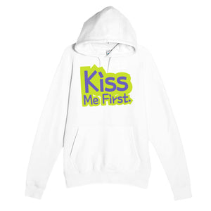 Kiss Me First — funny white unisex hoodie