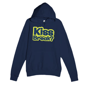 Kiss Break? — funny navy unisex hoodie