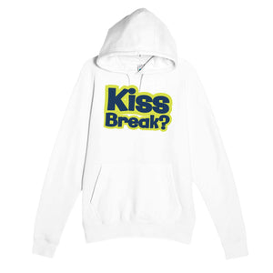 Kiss Break? — funny white unisex hoodie