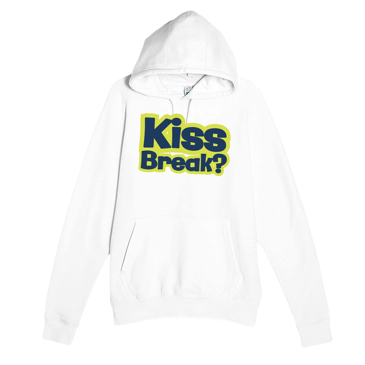Kiss Break? — funny white unisex hoodie