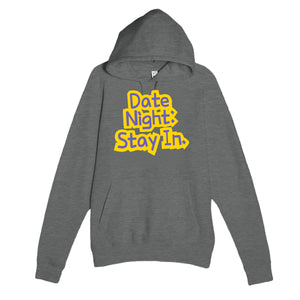 Date Night: Stay In — funny graphite heather unisex hoodie