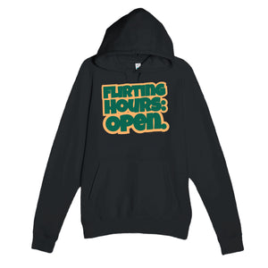 Flirting Hours: Open — funny black unisex hoodie
