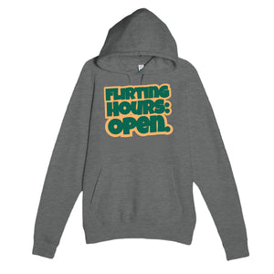 Flirting Hours: Open — funny graphite heather unisex hoodie