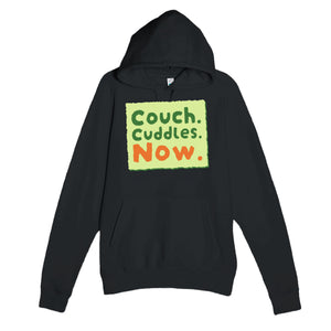 Couch. Cuddles. Now — cute black unisex hoodie