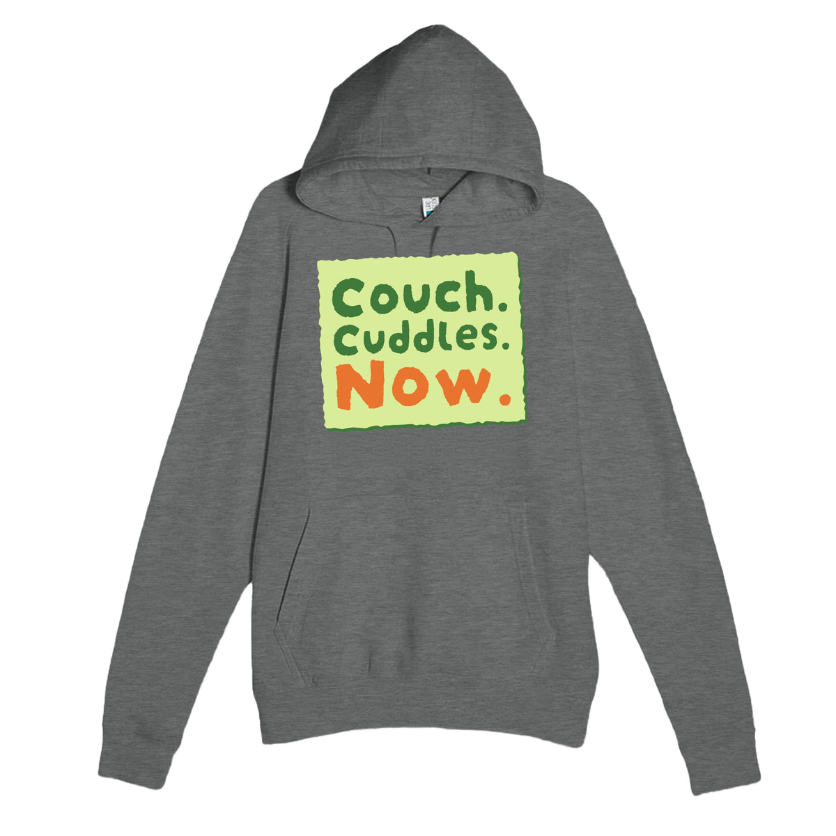 Couch. Cuddles. Now — cute graphite heather unisex hoodie