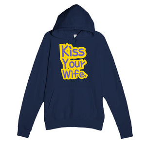 Kiss Your Wife — cute navy unisex hoodie