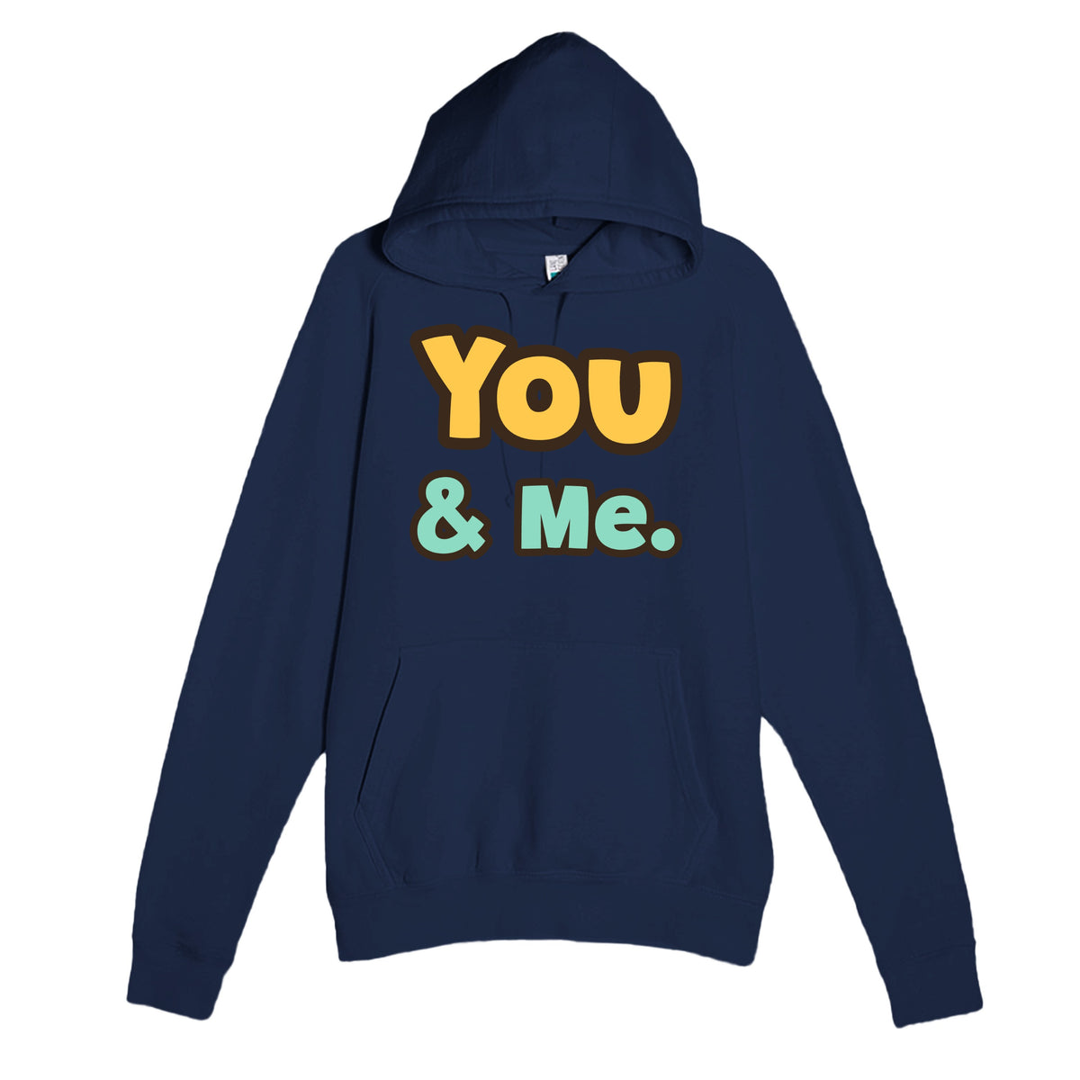 You & Me — heartfelt navy unisex hoodie