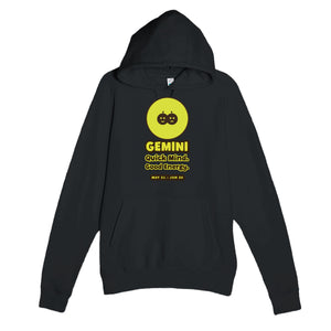 Gemini • Quick Mind. Good Energy — cute black unisex hoodie