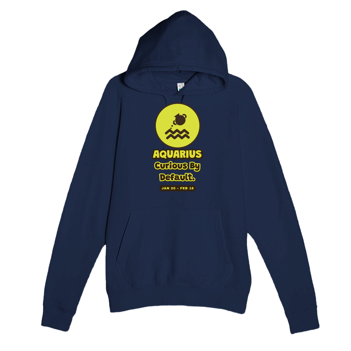 Aquarius • Curious By Default — cute navy unisex hoodie