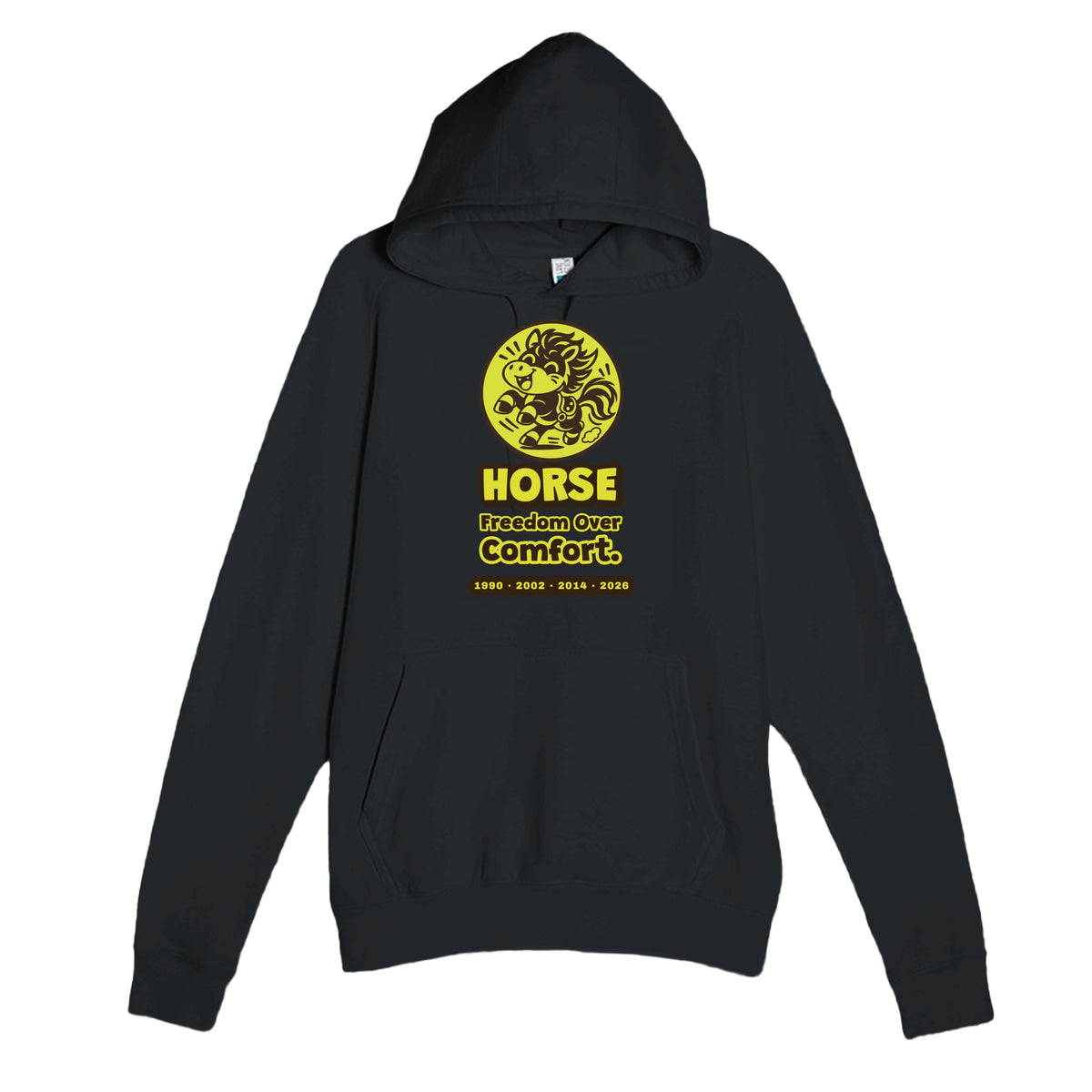 Horse • Freedom Over Comfort — cute black unisex hoodie