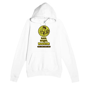 Bold. Bright. Rooster — cute white unisex hoodie