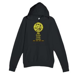 Pig • Lucky. Lazy. Loved — funny black unisex hoodie