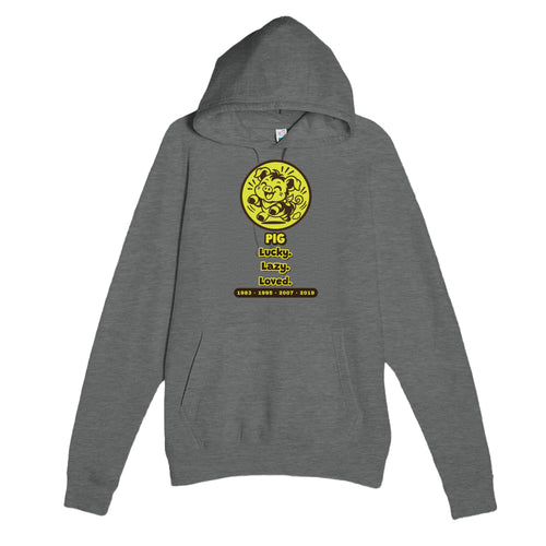 Pig • Lucky. Lazy. Loved — funny graphite heather unisex hoodie