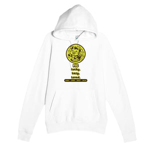 Pig • Lucky. Lazy. Loved — funny white unisex hoodie