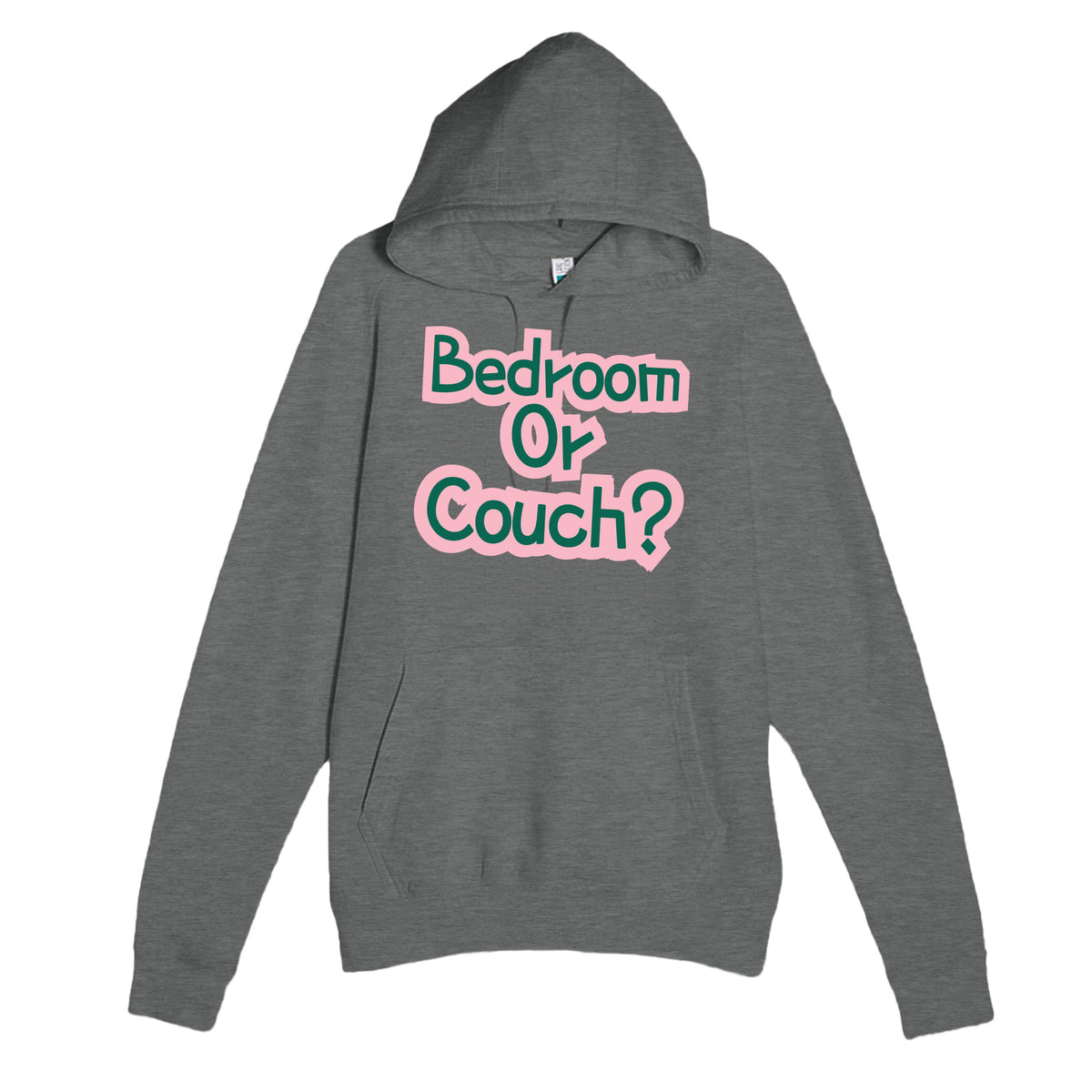 Bedroom Or Couch? — funny graphite heather unisex hoodie