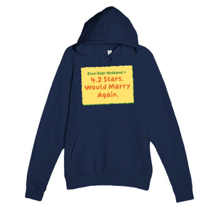 Five-star Husband → 4.2 Stars. Would Marry Again — funny navy unisex hoodie