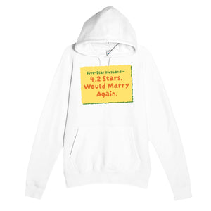 Five-star Husband → 4.2 Stars. Would Marry Again — funny white unisex hoodie