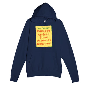Total Package → Package Arrived. Some Assembly Required — funny navy unisex hoodie