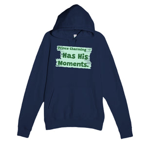 Prince Charming → Has His Moments — funny navy unisex hoodie