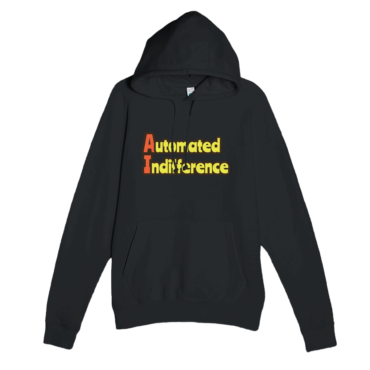 Automated Indifference — funny black unisex hoodie
