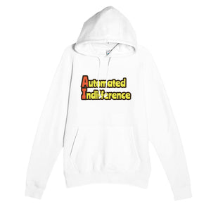 Automated Indifference — funny white unisex hoodie