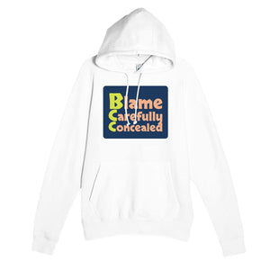 Blame Carefully Concealed — funny white unisex hoodie