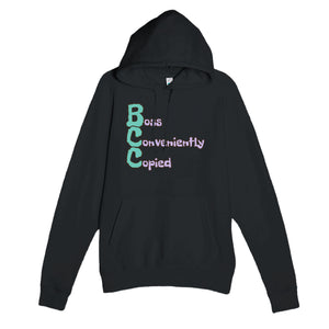 Boss Conveniently Copied — funny black unisex hoodie