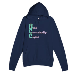 Boss Conveniently Copied — funny navy unisex hoodie