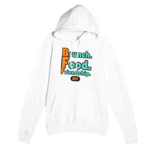 Brunch. Food. Friendship. — funny white unisex hoodie