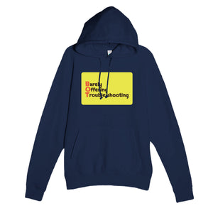 Barely Offering Trouble-shooting — funny navy unisex hoodie