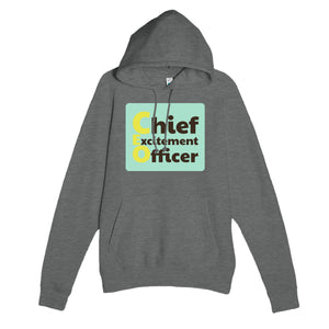 Chief Excitement Officer — funny graphite heather unisex hoodie