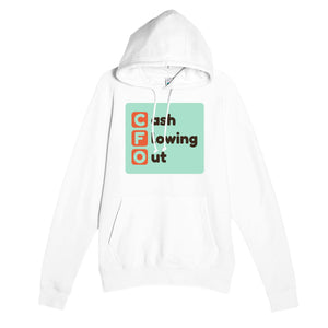 Cash Flowing Out — funny white unisex hoodie