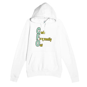 Cash Frequently Out — funny white unisex hoodie