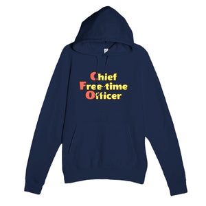 Chief Free-time Officer — funny navy unisex hoodie